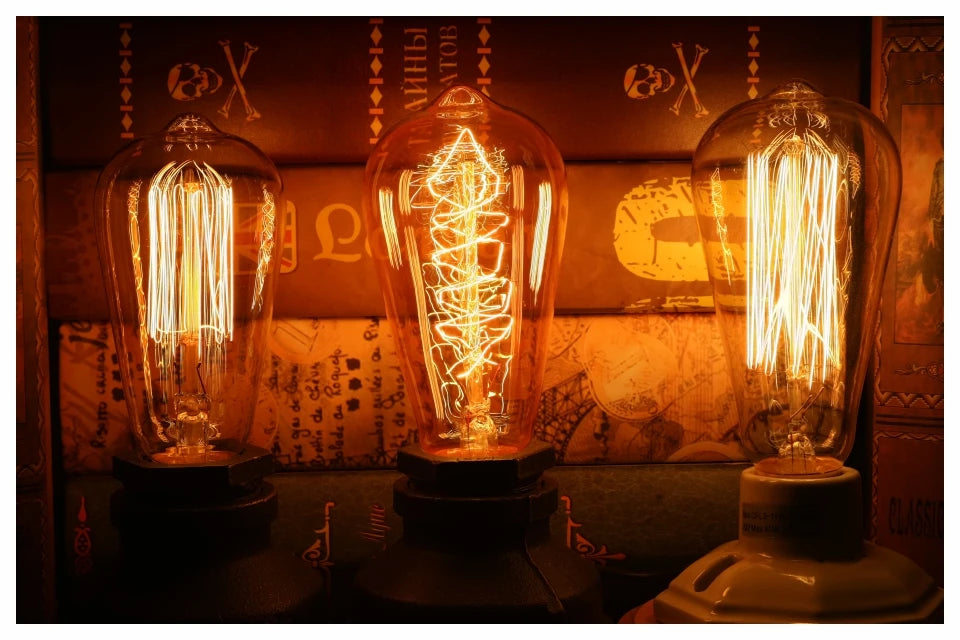 Edison Light Bulb E27 220V 40W ST64 A19 G80 G95 T10 T45 T185 Retro Filament Incandescent Ampoule Bulb Vintage Edison Lamps