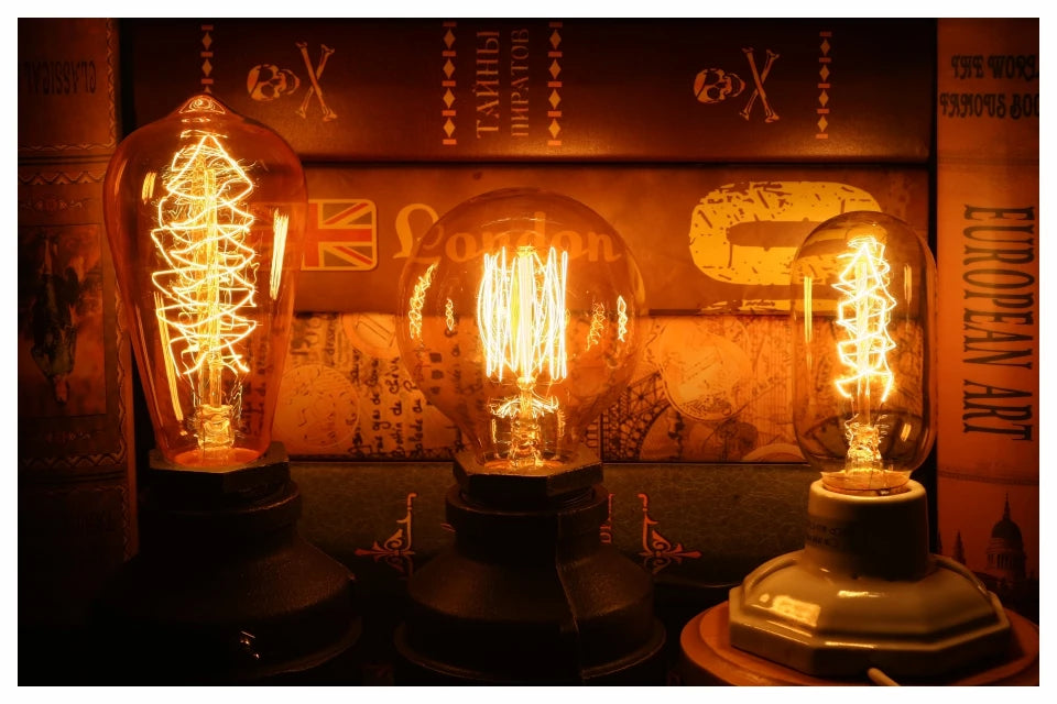 Edison Light Bulb E27 220V 40W ST64 A19 G80 G95 T10 T45 T185 Retro Filament Incandescent Ampoule Bulb Vintage Edison Lamps