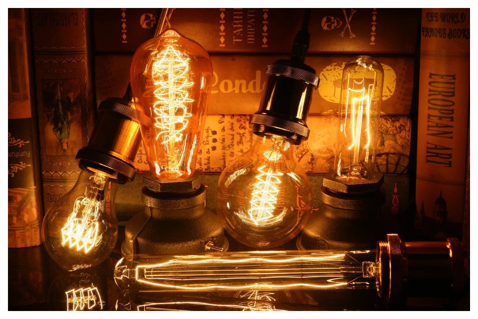 Edison Light Bulb E27 220V 40W ST64 A19 G80 G95 T10 T45 T185 Retro Filament Incandescent Ampoule Bulb Vintage Edison Lamps