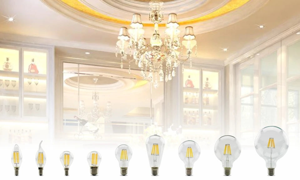 2W 4W 6W 8W E27 E14 Retro Edison LED Filament Bulb Lamp 220V-240V Light Bulb C35 G45 A60 ST64 G80 G95 G125 Glass Vintage Bulb