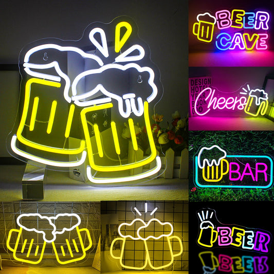 Beer Cheers Neon Sign Led Sign for Wall Decor Beer Man Cave Bar Home Pub Party Club Restaurant Shop Sign Bar Lights Wall Decor