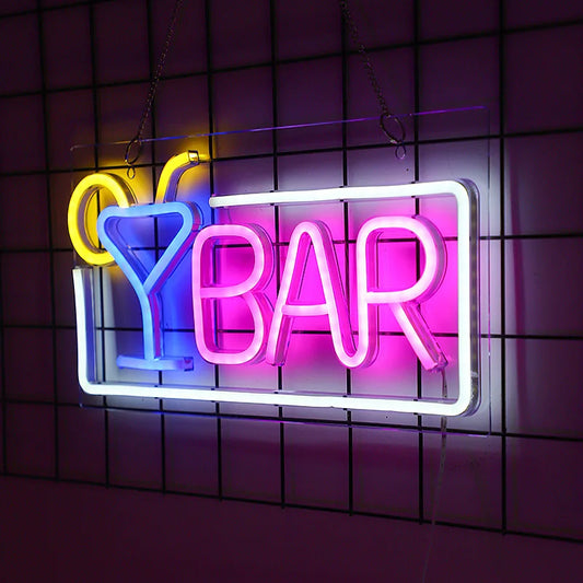 Bar Neon Light Sign Party Neon Wine Glass Lamp Wall Art Bedroom Decrative Light KTV Shop Home Desk Decor Neon Night Light