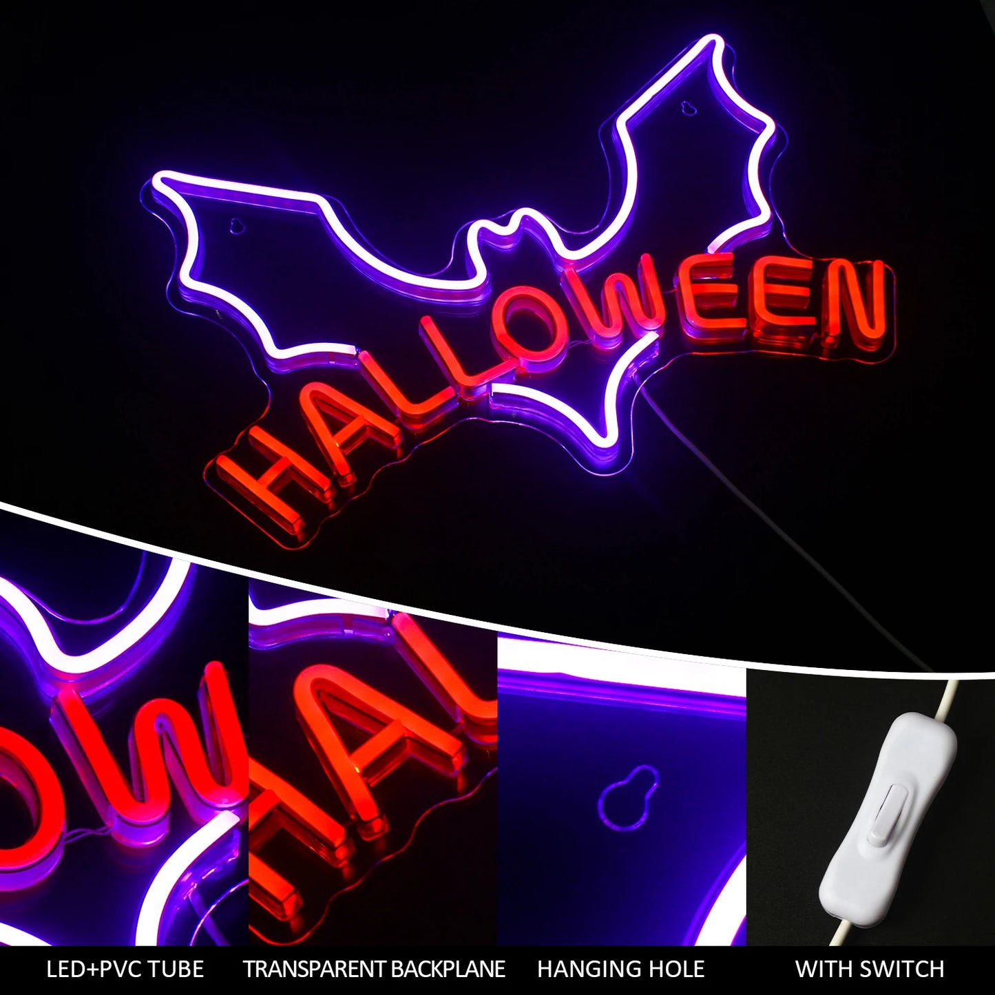 Pumpkin Halloween Neon Signs Lantern Led Light Up Sign USB Powered Home Party Bedroom Decoration Spooky Boo Neon Wall Decor Lamp