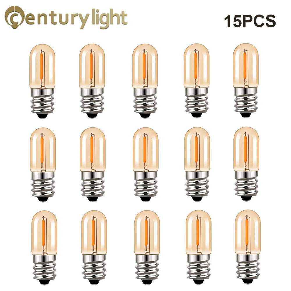 E14 LED Light Bulb T16 E12 Tubular LED Filament Bulb Amber Glass Edison Lamp 0.6W Warm White 2200k 110V 220V Light Bulb