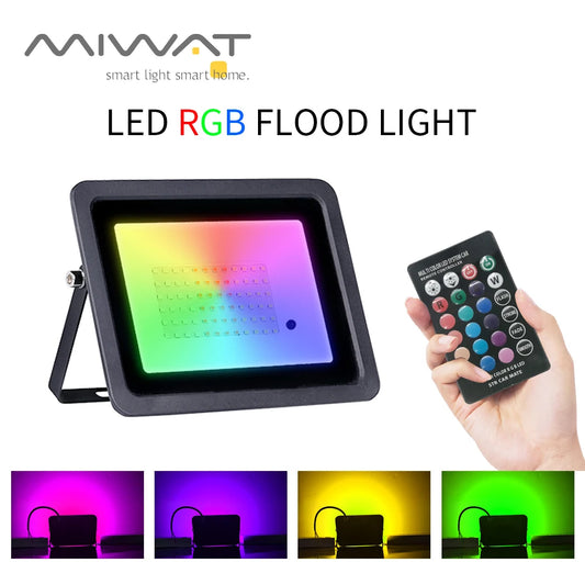 RGB Flood Light 100W 50W 30W 20W RGB Reflector IP68 Waterproof LED Spotlight 110V/220V Projector Lamp Outdoor Garden Lighting