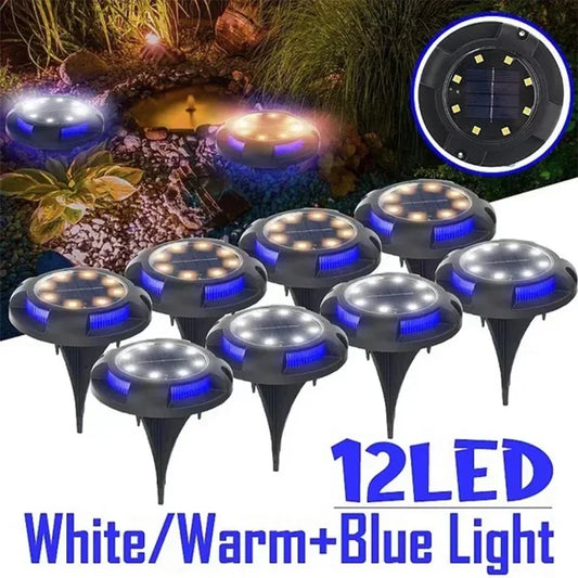 12LED Solar Power Disk Light Outdoor Garden Solar Underground Light Deck Light Spotlight Buried Solar Led Lamp Garden Decor