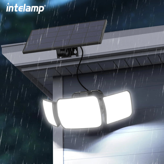 intelamp Solar Outdoor Light Motion Sensor Waterproof Bright Wall Street Lamp For Garden Yard Path Garage Stairs Porch