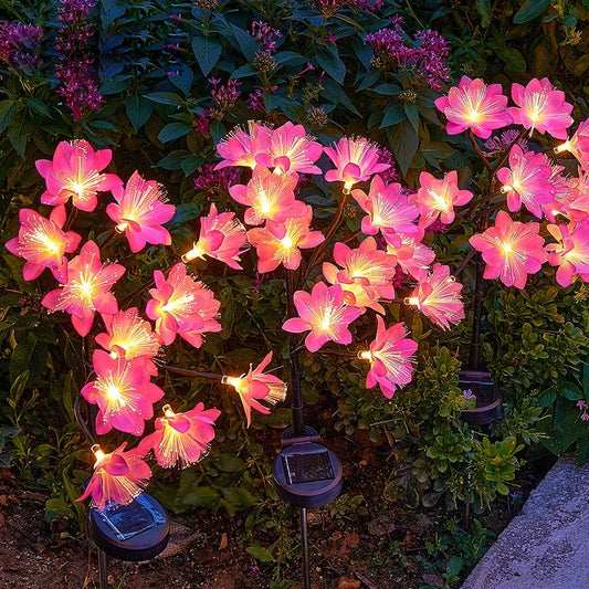 Camellia solar light outdoors Waterproof decoration outdoor Garden Solar Flowers Lawn Lamps for Patio Yard Holiday Decoration