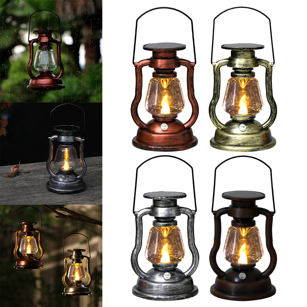 Solar LED Light Outdoor Retro Kerosene Lamp Garden Light Solar Hanging Light Portable Camping Lantern Courtyard Garden Decor