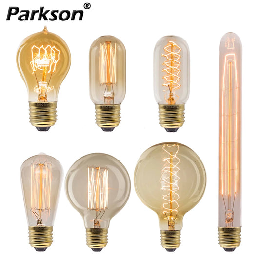 Dimmable Retro Edison Light Bulb E27 AC 220V 110V 40W Vintage Industrial Decor Filament Bulb Lamps A19 ST64 T10 T45 G80 G95 G125