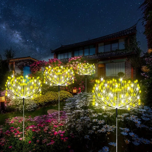 Solar Garden Lights Outdoor Waterproof LED Solar Firework Lights Decorative for Yard Pathway Flowerbed Decor