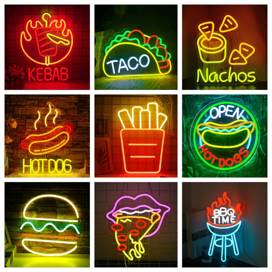 BBQ Neon Signs Kebab Neon Lights Sign Led Signs for Wall Decor Suitable for Barbecue Restaurant Bar Christmas Art Wall Decor