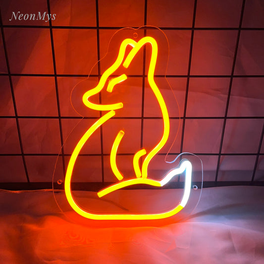 Fox Neon Signs Bar Club Gaming Room Art Wall Decoration Bedroom Christmas Party Decor for Teen Lamp Night Light Animal LED Lamps