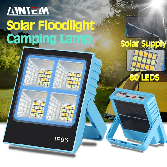 Mini Rechargeable Solar Flood Light Outdoor Portable LED Reflector Spotlight Rechargeable Projector Floodlight Construction Lamp