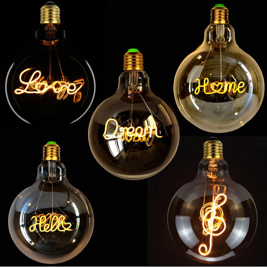 TIANFAN Vintage Led Bulb G125 Big Globe Alphabet Love Home Drem Hello 110V 220V E26 E27 Decorative Edison Bulb Pendant Bulb