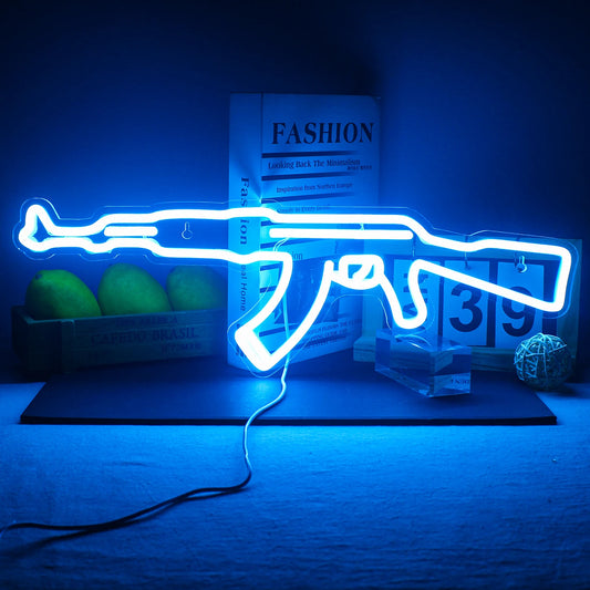 Gun Neon Sign art Neon Light Led AK 47 Cool Hanging Night Light Boys Playroom Home Store Party Personality BAR Wall Decor Lamps