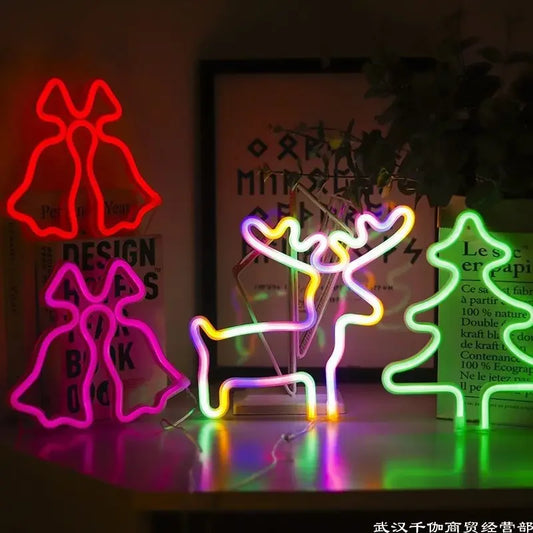 Christmas Tree Neon Light Signs USB Powered LED Neon Lights Christmas Festival Decoration Ornaments Holiday Lights Wall Decor