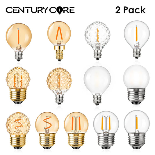 2Pcs Mini Globe G40 Led Bulbs E27 220V E14 E12 Warm White Dimmable Vintage Replaceable Pendant Garland Filament Lamp Decor Light