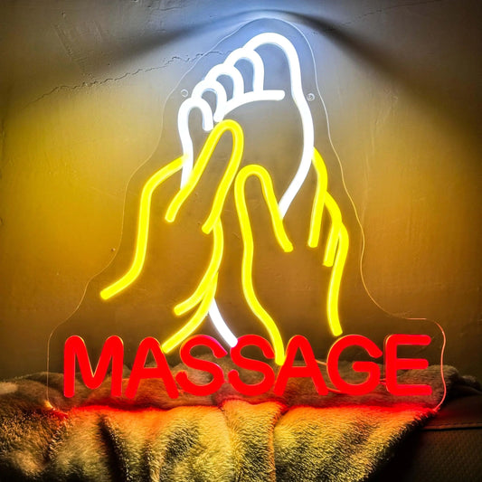 Foot Massage Neon Sign for Massage Room Wall Decor, Spa Decor for Massage Business Window, Massage Essentials Lamp, Massage Deco