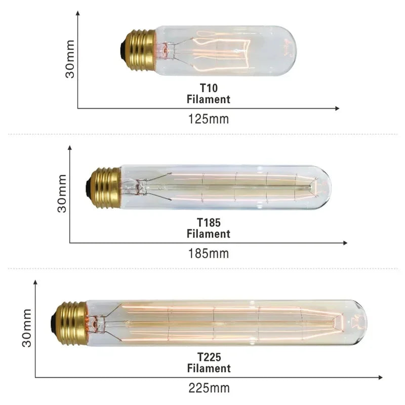 Edison Light Bulb E27 220V 40W ST64 A19 G80 G95 T10 T45 T185 Retro Filament Incandescent Ampoule Bulb Vintage Edison Lamps