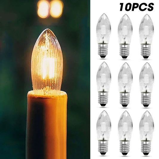 1/10Pcs Led Light Bulbs Candle Light Bulbs 10V-55V AC Replacement Lamps E10 Warm White Bulbs for Bathroom Home Kitchen Lamps