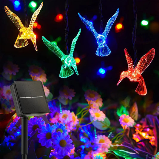 Solar Hummingbird String Lights Outdoor Fairy Lights with 8 Modes Waterproof Solar Powered for Patio Yard Christmas Decor 691