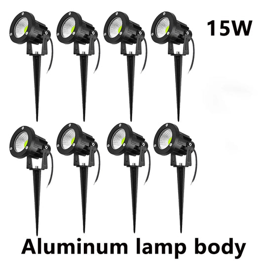 Outdoor LED Garden Lighting 10W 15W Spike Lawn Lamp Waterproof Terrace Garden Decoration Path Spotlights AC220V 110V DC12