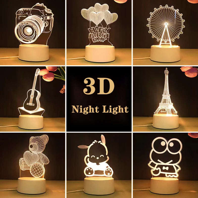 Romantic Love 3D Lamp Kids Led Night Lights Children's Table Lamp Christmas Neon Sign Lights Valentine's Day Birthday Gifts