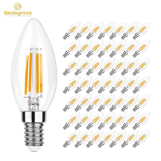 C35 4W E12 E14 Candelabra LED Light Bulbs 40 Watt Equivalent Dimmable 2700K Warm White Chandelier Ceiling Fan Candle Light Bulb