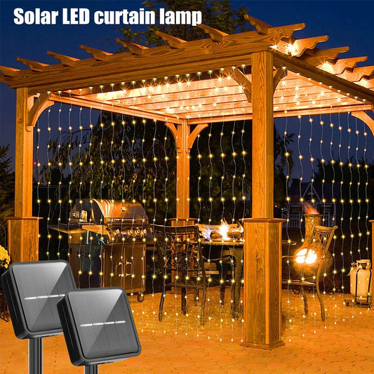 LED Solar Fairy Curtain Lights Waterproof Outdoor String Lights Christmas Garland String Lights Deco For Yard Garden Pavilion