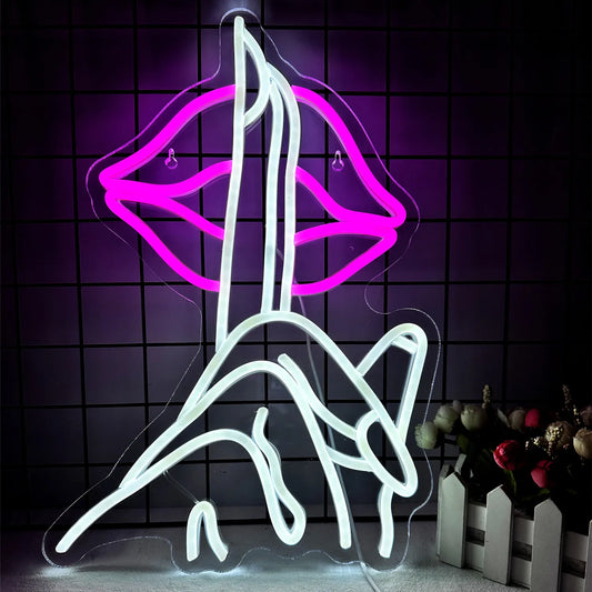 Secret Lips Neon Led Sign Lights Visual Live Logo Art Room Decoration For Bar Hotel KTV Night Club Beauty Salon Neon Wall Lamp