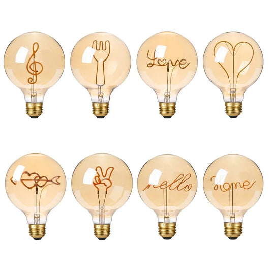 Led Bulbs Vintage Light Bulb G125 LOVE Stone Big Globe Bulb 4W Dimmable 110V 220V Led Filament Decorative Edison Bulb