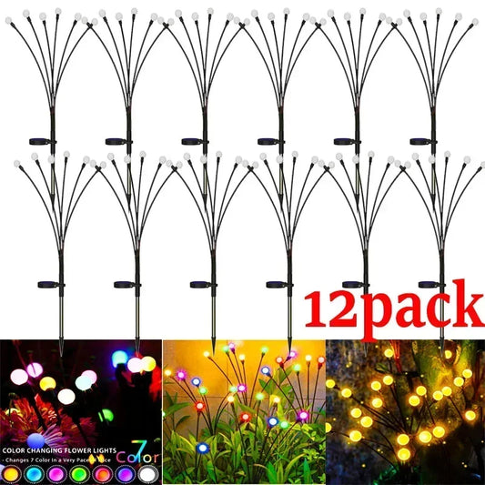 1/4/8/12Pack Outdoor LED Solar Lights Waterproof Starburst Firefly Lights Lawn Garden Lamp for Path Landscape Decorative Lights