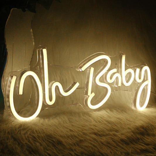 Oh Baby Neon Sign for Wall Decor Warm White Baby Nursery Room Decor Neon Light Birthday Party Baby Shower Room LED USB Neon 