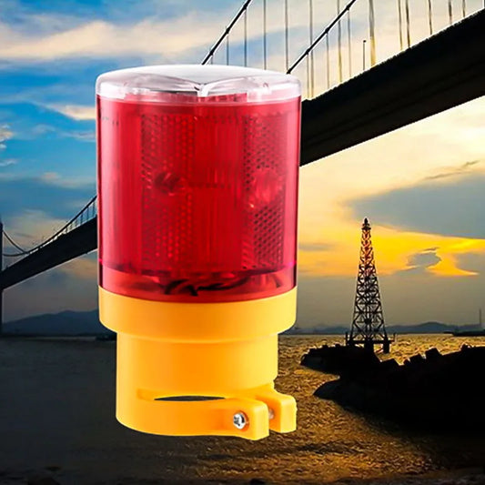 Solar Powered Traffic Warning Light LED Bulb Lamp for Construction Site Harbor Road Emergency Lighting