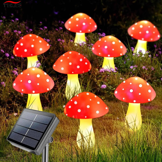 12pcs LED Solar Mushroom Light Outdoor Garden Decor Waterproof Fairy Light Solar String Light Pathway Lawn Lamp Garden Light